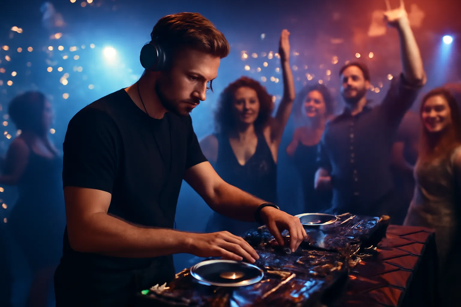 DJ alsacien en répétition avec sa console de mixage avant une prestation de mariage