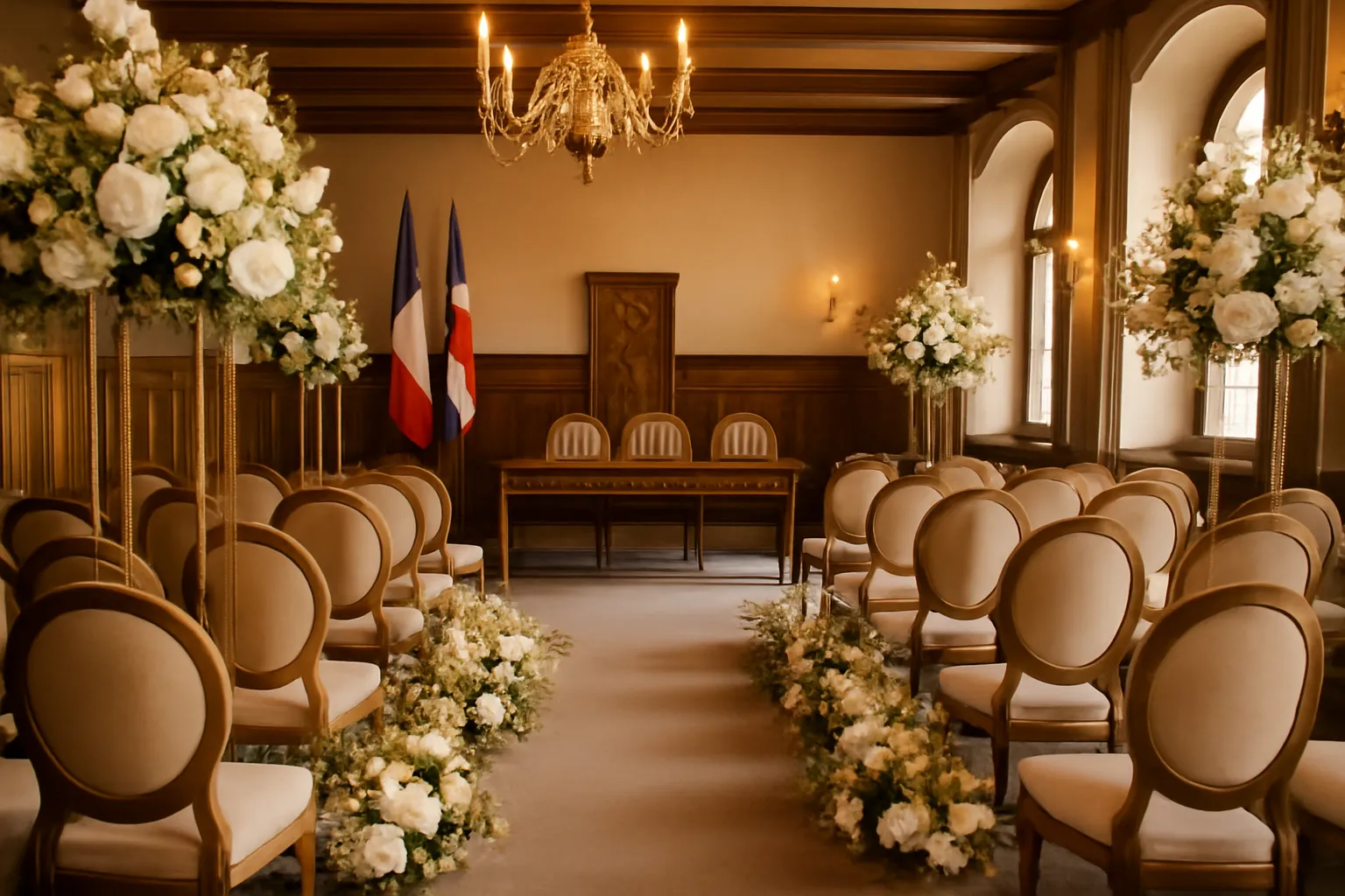 Bureau de l'état civil dans une mairie alsacienne avec registres de mariage