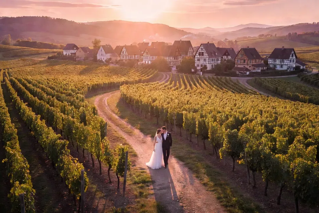 Mariage en Alsace — décoration florale et architecture traditionnelle alsacienne