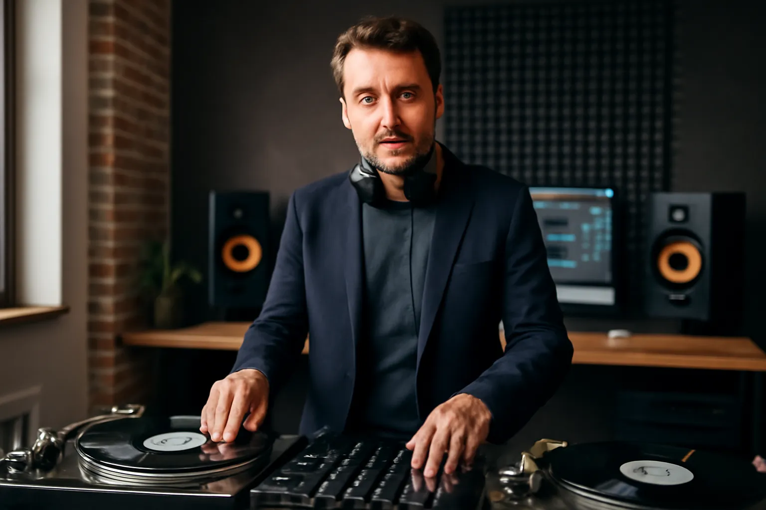 DJ de mariage alsacien manipulant sa table de mixage pendant une soirée festive