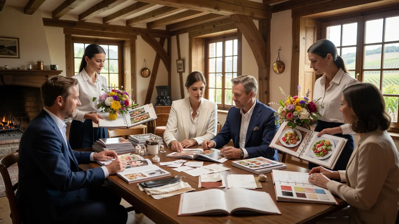 Futurs mariés rencontrant des prestataires mariage en Alsace